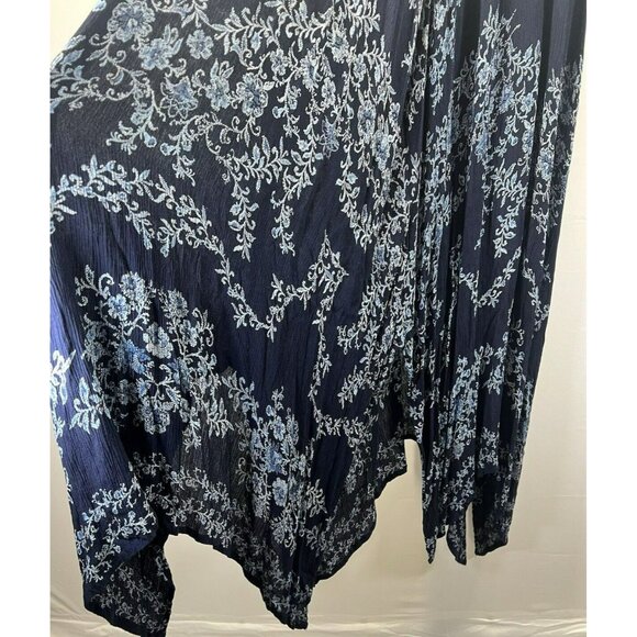 Bila Women's Maxi Dress Size Medium Blue Floral Sleeveless Boho Handkerchief Hem - Picture 4 of 9